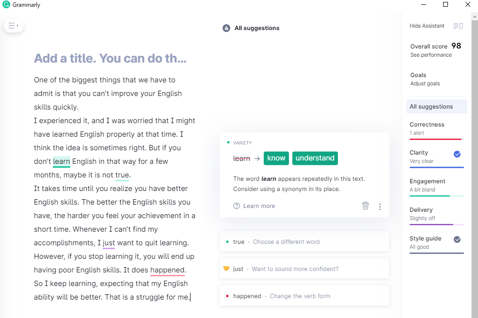 ライティングのおともに Grammarly グラマリー を使ってみよう 無料で英文校正 ヨカワユキ が 英語学習の話をするブログ